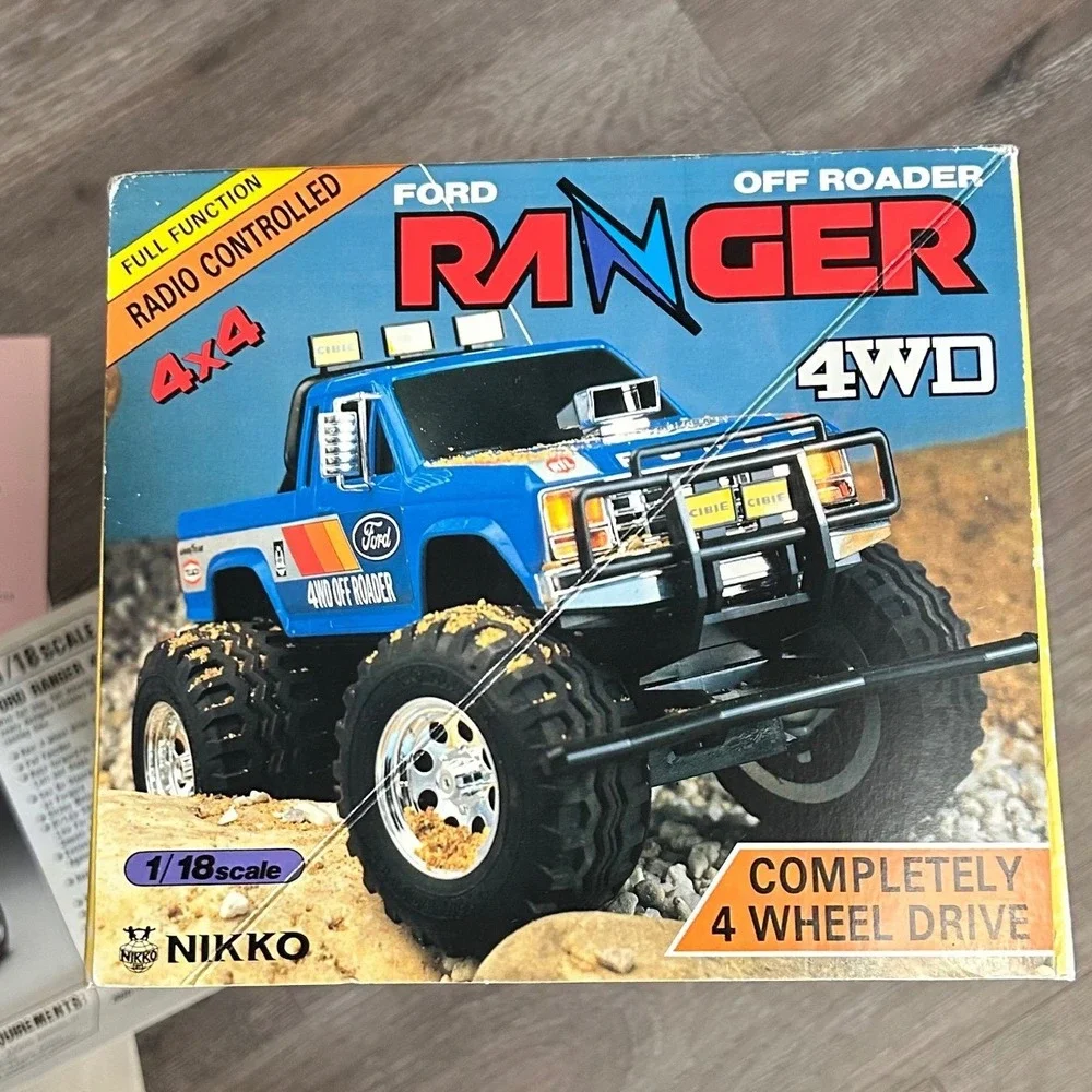 Vintage Nikko Ford Ranger 4WD RC Truck 1/18 Scale Blue Boxed Needs TLC